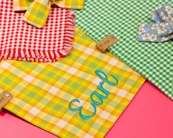 Summer Yellow Plaid Dog Hair Bow