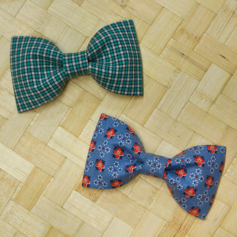 Green Checked Dog Bow Tie