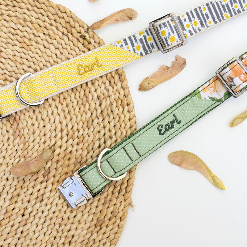 Natural Green Floral Dog Collar