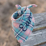 Blue Pink Blush Navy Flannel Pet Bandannas