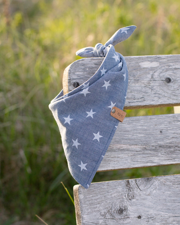 Denim Chambray Stars Puppy Scarf