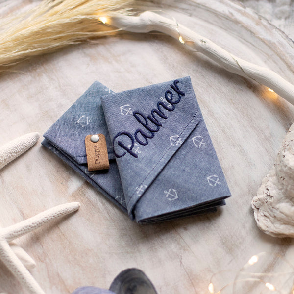 Denim Chambray Anchor Puppy Scarf