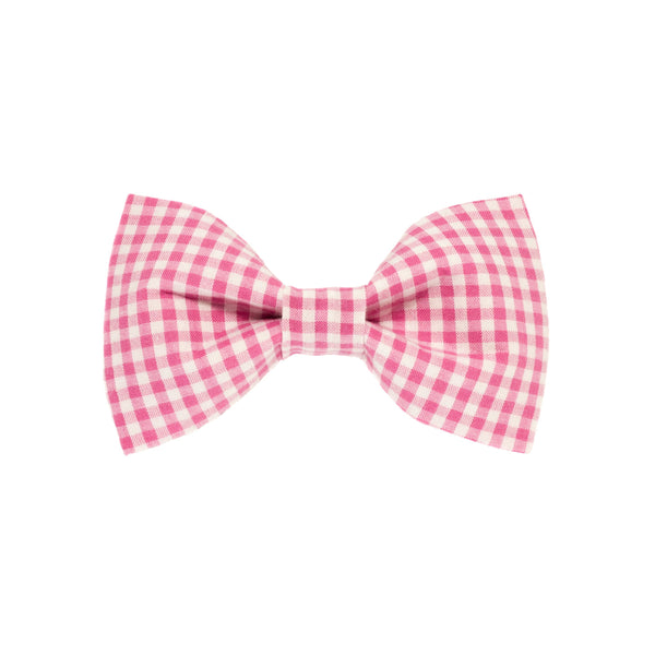 Pink Gingham Dog Bow Tie