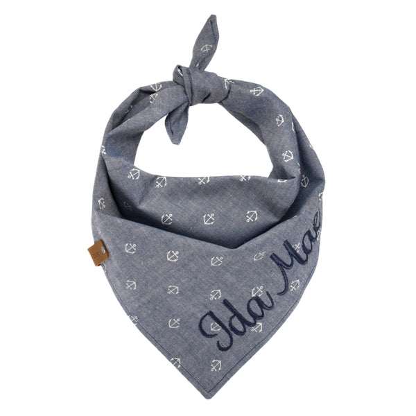 Denim Chambray Anchor Puppy Scarf