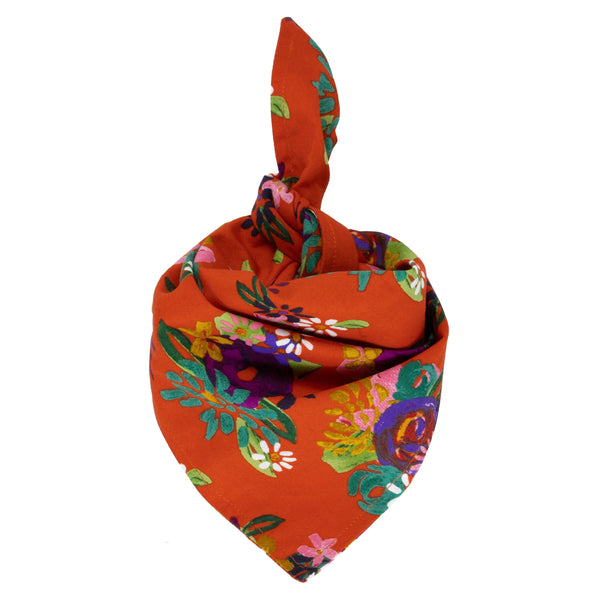 Orange Floral Puppy Scarf