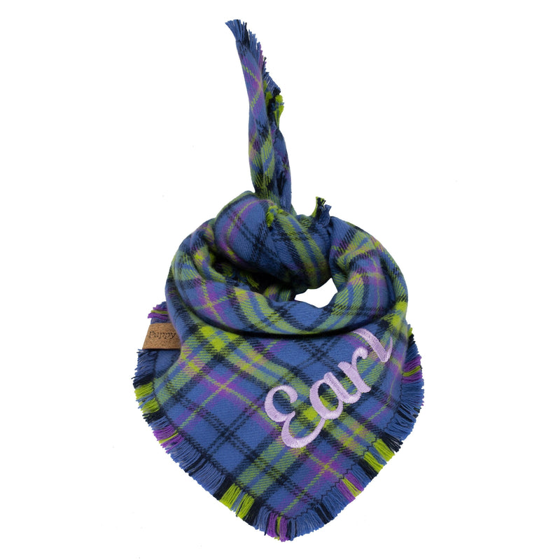 Purple Plaid Flannel Dog Scarf