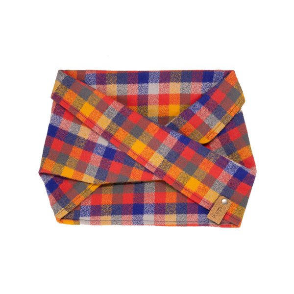 Bright Plaid Flannel Infinity Dog Scarf