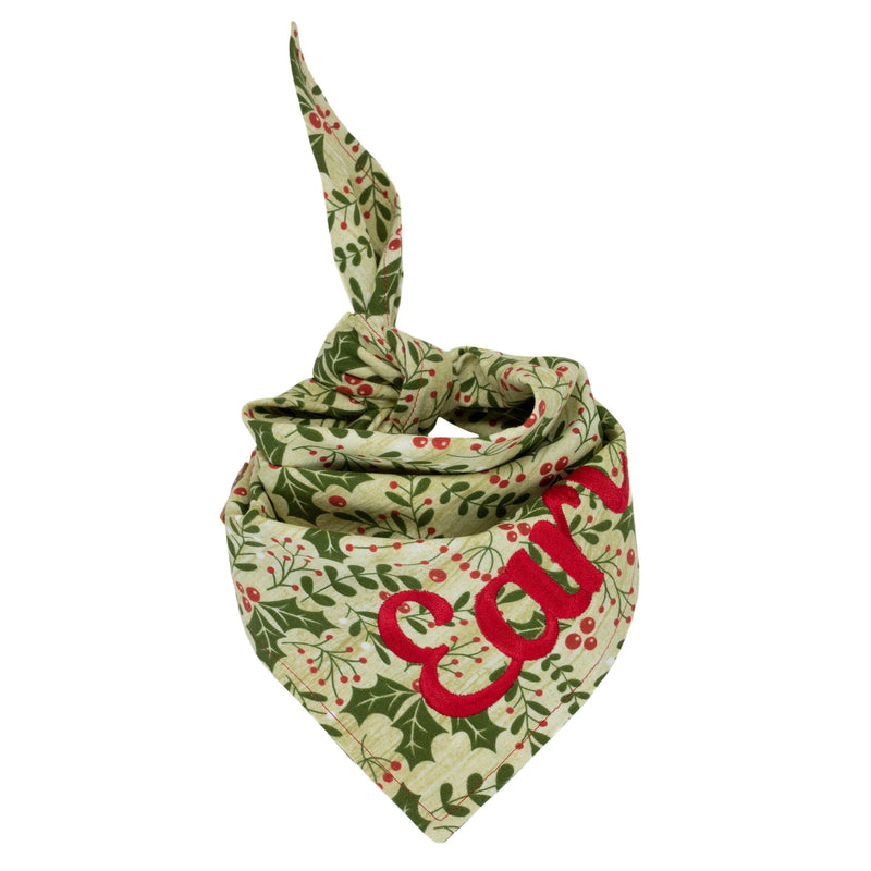 Personalized Holly Berry Floral Christmas Dog Bandana