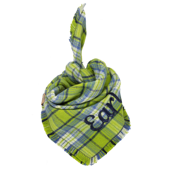 Bright Green Plaid Dog Scarf