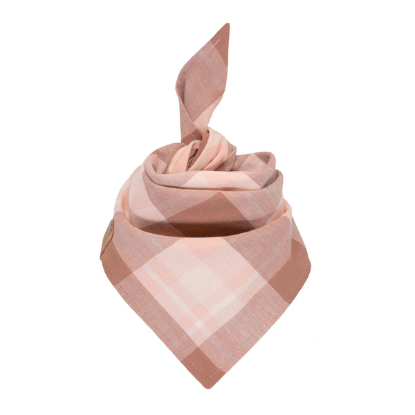 Neutral Blush Mauve Plaid Dog Bandana