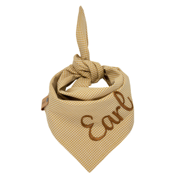 Yellow Ochre Gingham Dog Bandana